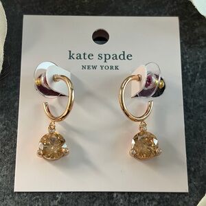 KATE SPADE NWT Lt Colorado Rose Gold Rise and Shine Drop Huggie Dangle Earrings